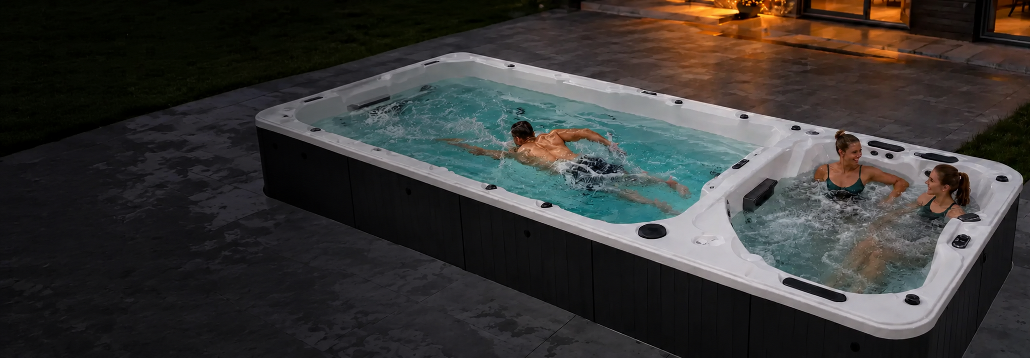 Плавание в плавательном SPA-бассейне против течения